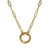 1pc 18k Gold Plated Necklace 304 Stainless Steel Circular Spring Buckle Pendant Necklace For Women Minimalist Exquisite Gift