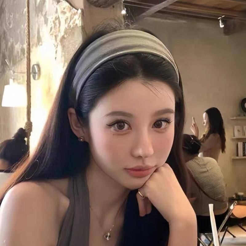 Women Gray Wide Headband Heighten Cranial Top Autumn Winter High-End Fashion Daily Hair Accessories