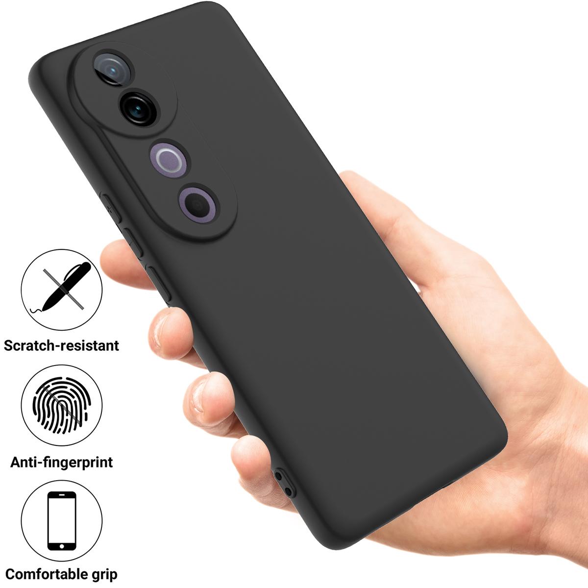 

For vivo V40 5G/S19 Pro 5G Case Liquid Silicone Mobile Phone Cover with Strap Black