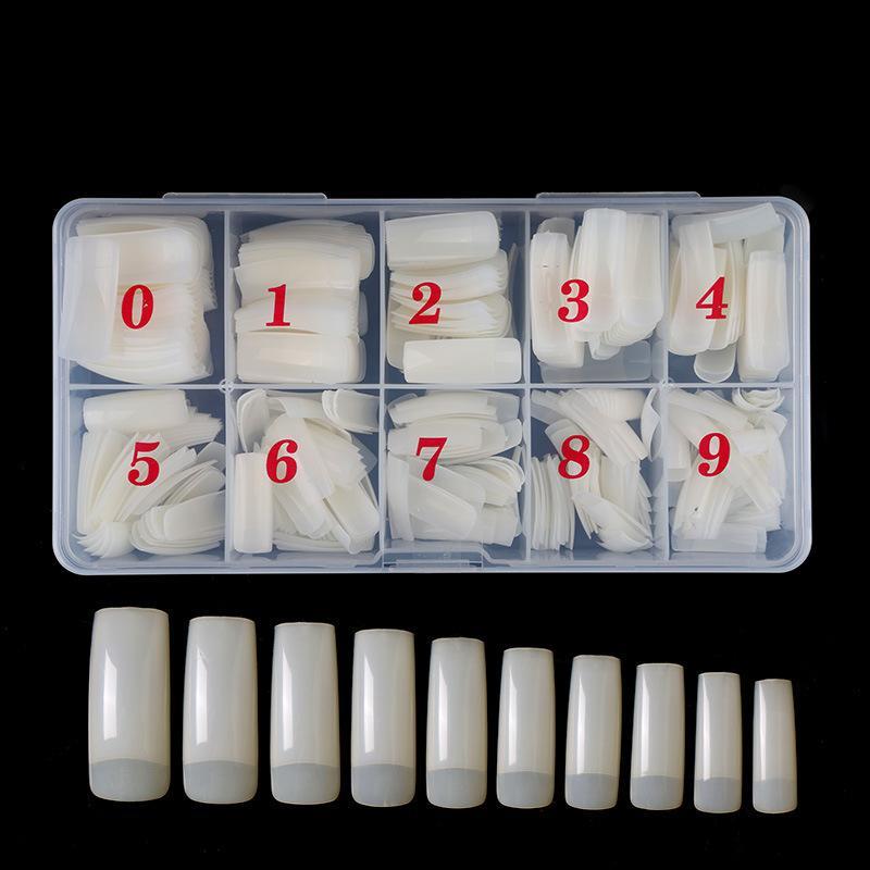 500 Nail Art Pieces/Box, French Manicure Tips, Full-Coverage And Half-Coverage False Nails, Natural White And Transparent