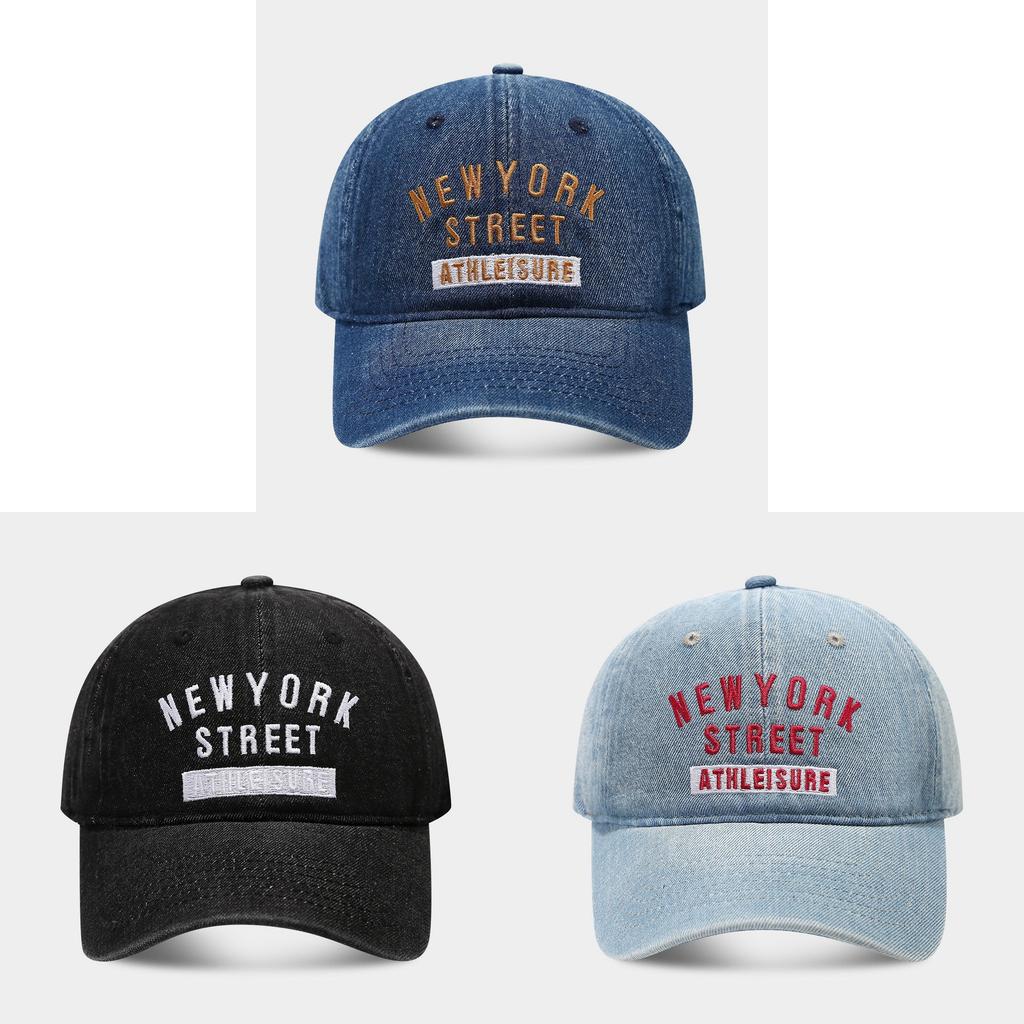 Denim Baseball Cap With Embroidered Letters For Outdoor Sun Protection