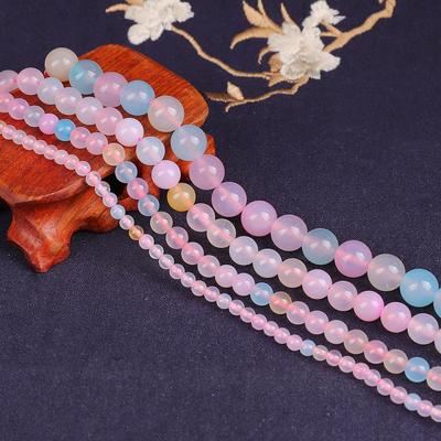 Perline rotonde sciolte in pietra naturale con agate Morgan rosa colorate per lavori a maglia, per la creazione di gioielli, 4/6/8/10 mm