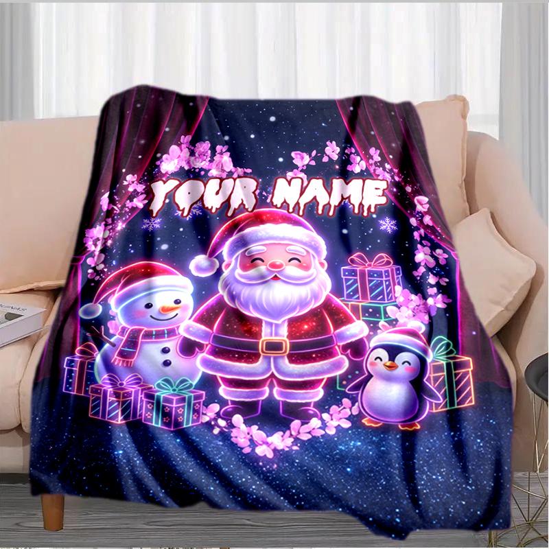 1PC Custom Name Christmas Magic Night blanket versatile,all-season throw suitable for the living room,bedroom,camping,travel,and gift