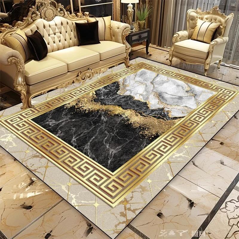 

Golden Elegant Area Rug Modern Luxury Floor Mat for Living Room Lounge Carpet Stylish Sofa-Side Decor Non-slip Bedroom Accent 40x60cm