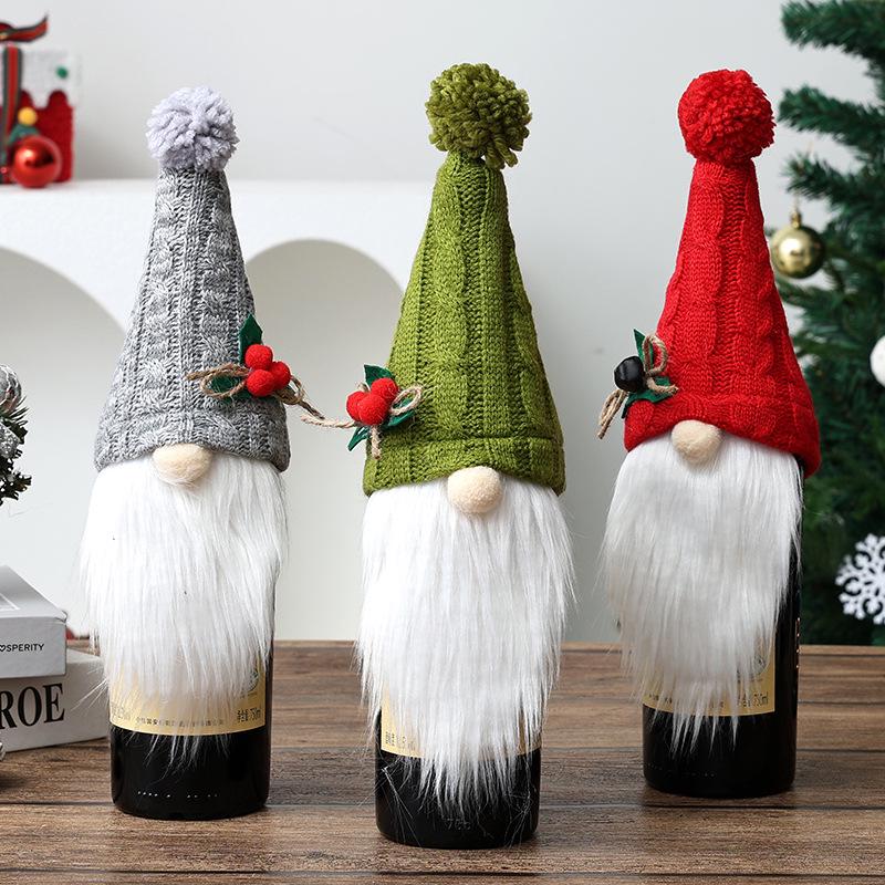 Rudolph Wine Bottle Gnome Set - Christmas Red Wine Cover Decorations