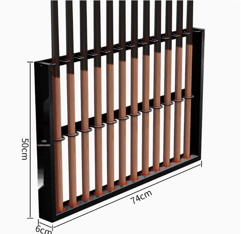 Matte Black Wall-Mounted Metal Pool Cue Rack