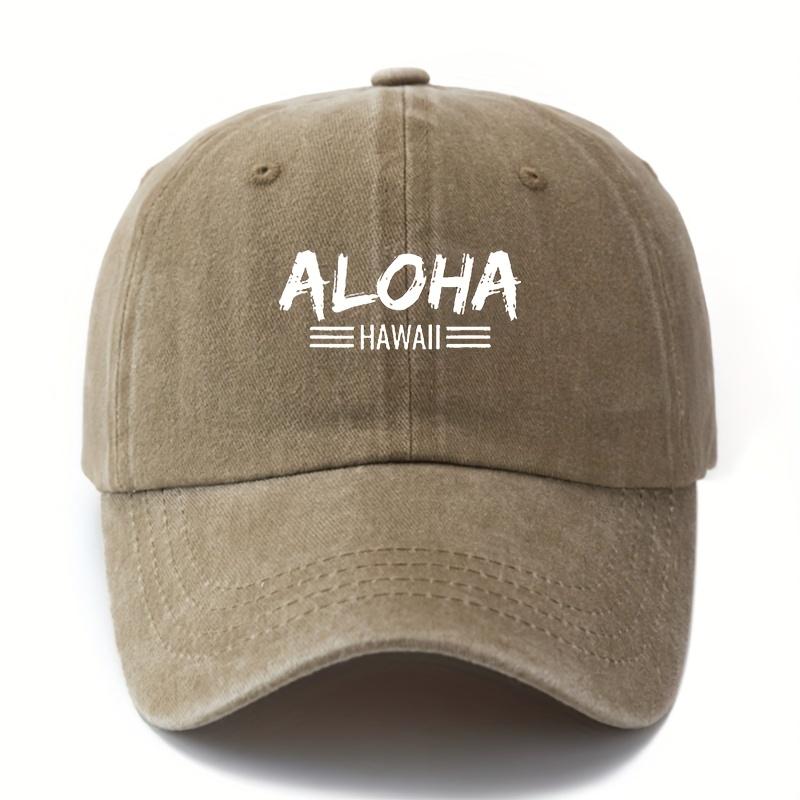MAKEFGE Unisex Baseball Cap Lightweight Vintage Washed Trucker Hat with Bold ALOHA Lettering Curved Brim for Outdoor Hawaii