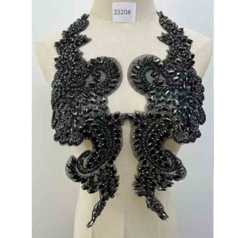 Designer's 3D Lace Floral Crystal Patch Hot-Fix Glass Applique for Tight Dress with Loose Rhinestones