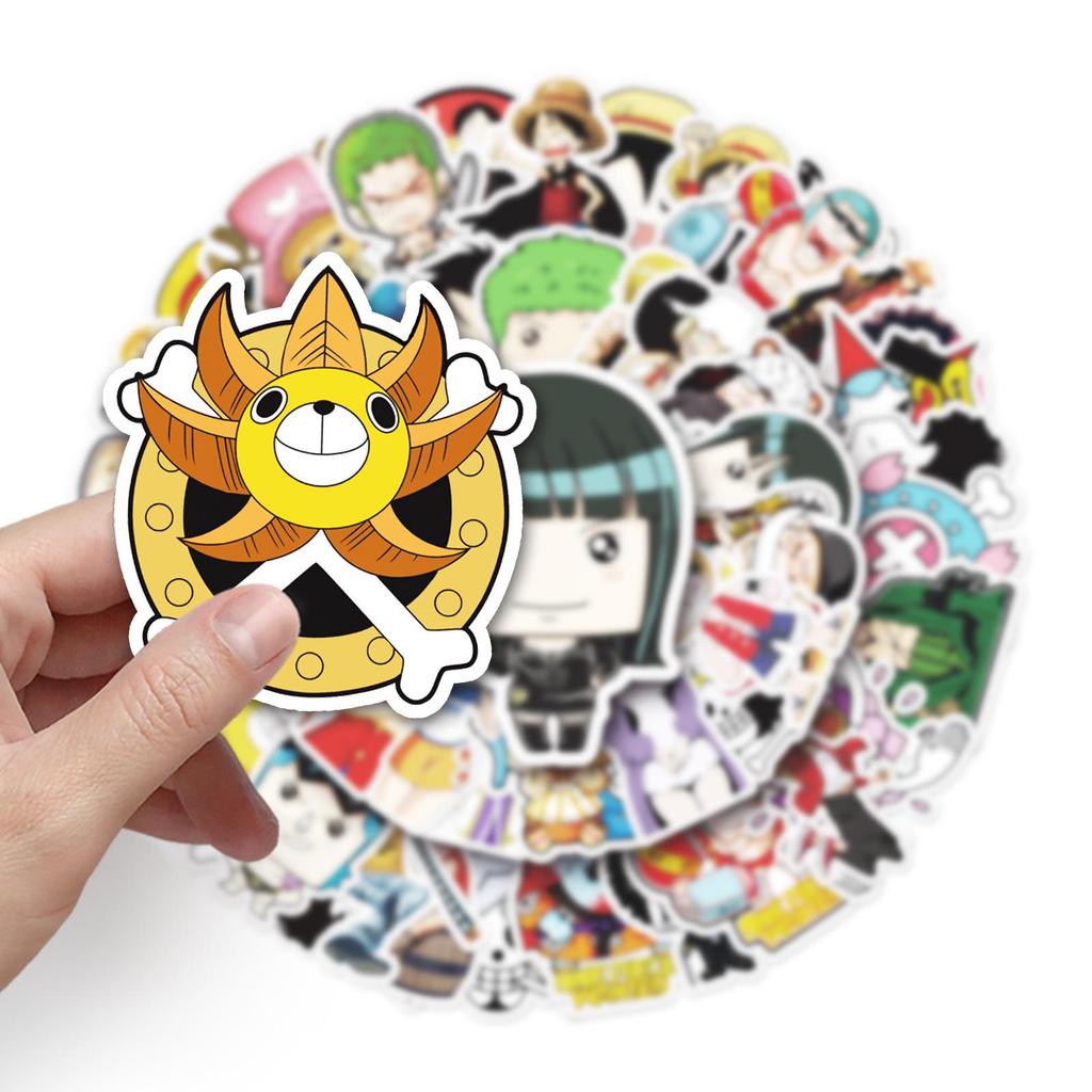 50 One Piece Anime Stickers: Waterproof for Suitcases, Tablets, Skateboards, and Cars