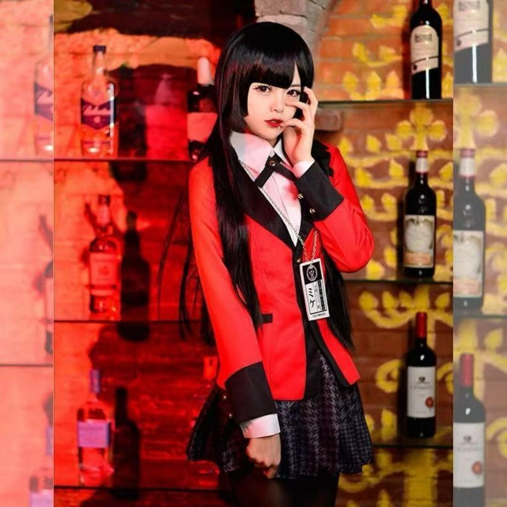 Anime Kakegurui Yomotsuki Runa Cosplay Kostüm Jas JK Schule Uniformen Jas Hoodie Halloween Karneval Kleidung