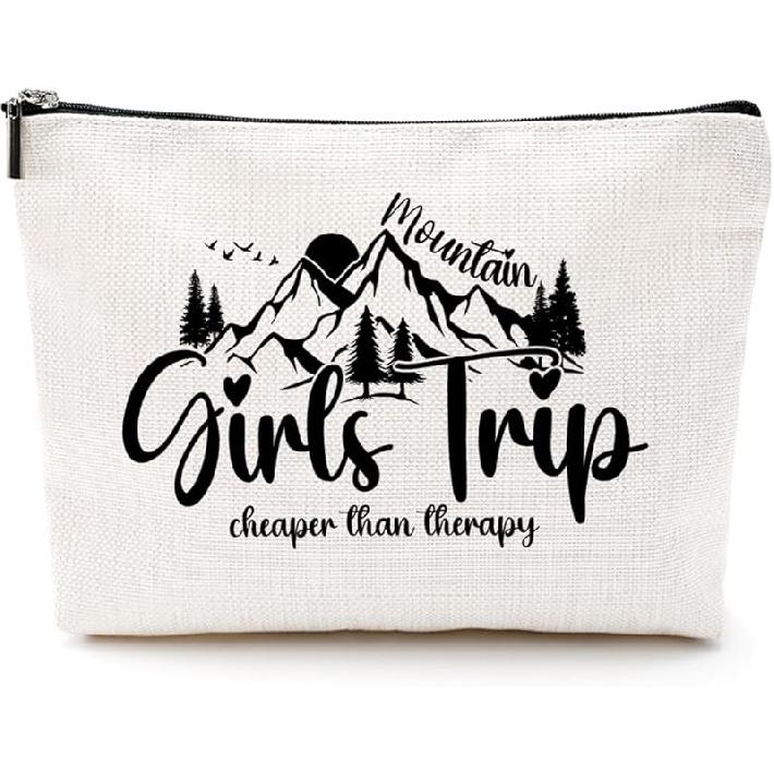 3Pcs Girls Trip Gifts Girls Weekend 2025 Makeup Bag Sisters Trip Gifts Favors Summer Gifts Cosmetic Bag Toiletry Bag Zipper Pouch Weekender Bags for