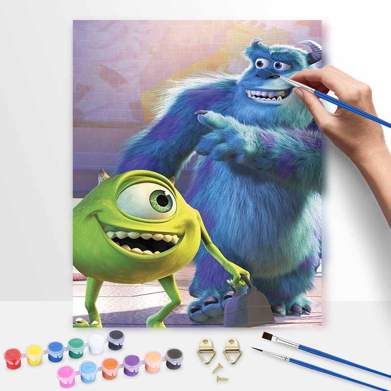 Disney Monsters Inc oil painting painting art handmade diy painting home decoration gift