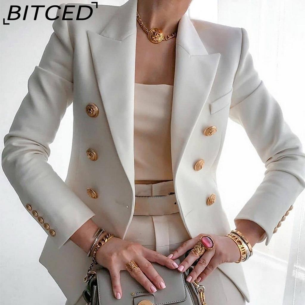 BITCED Women's Vintage Casual Lattice Print Autumn Winter Long Sleeve POLO Neck Jackets & Coats