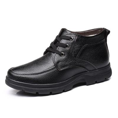 100% Genuine Leather Shoes Men Winter Boots -30 Degree Warm Cotton Shoes Ankle Boots Male Footwear Black