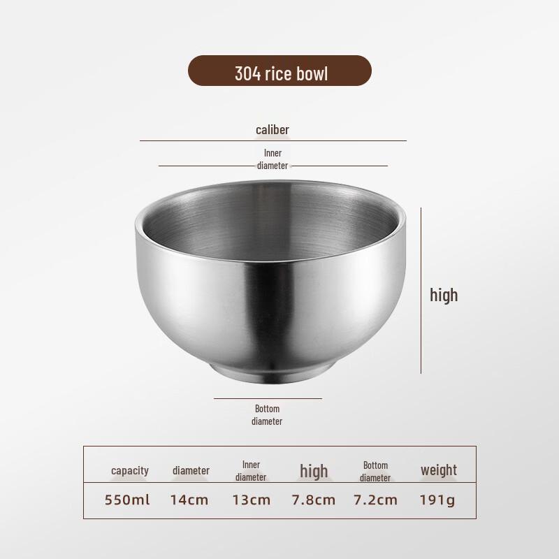 304 Stainless Steel Double-Layer Insulated Bowl