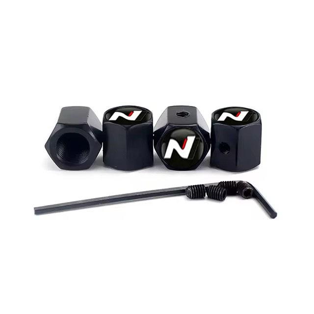 4Pcs Car Wheel Tire Valve Caps Air Stem Covers For Hyundai N Line Sonata Tucson Azera Elantra Veloster Kona Santa Accessories KK5