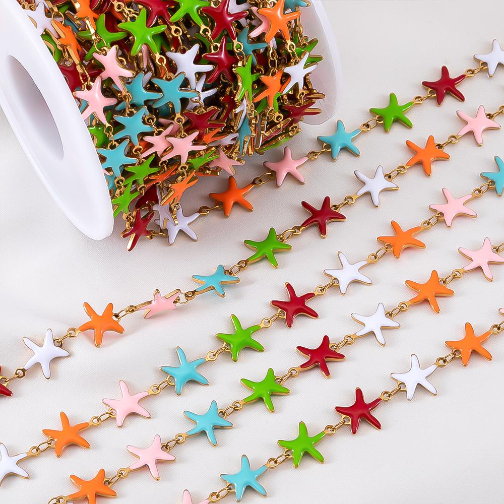 0.5M 1M Stainless Steels Cute Enamel Octopus Gold Chains for DIY Necklaces Making Jewelry Findings Sea Bracelets Anklet Supplies