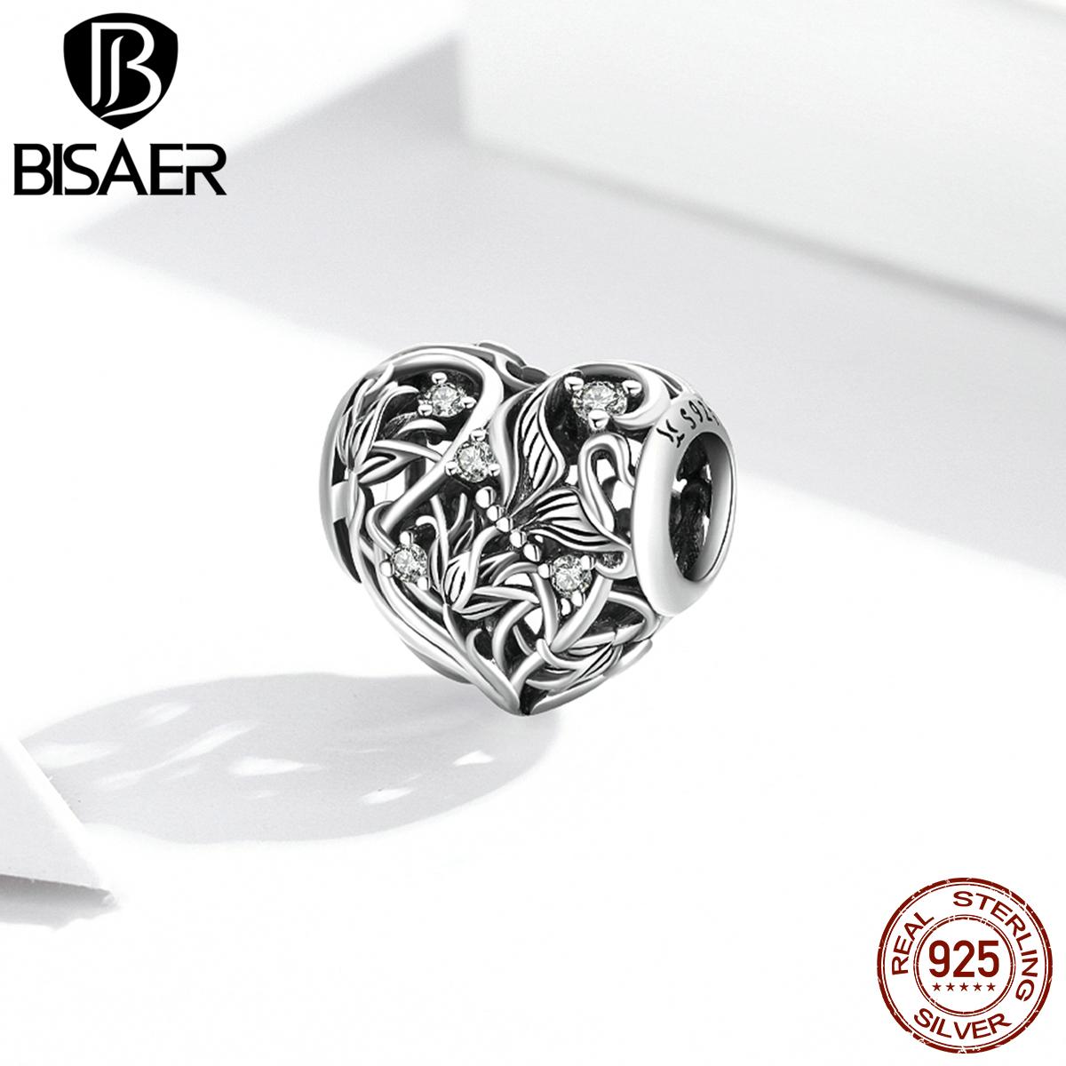 

BISAER Стерлингового Серебра 925 пробы Винтаж Любовь Сад Шарм Бусины Подходит Оригинальный Браслет Ожерелье Для Женщин Ювелирные Изделия 925 silver