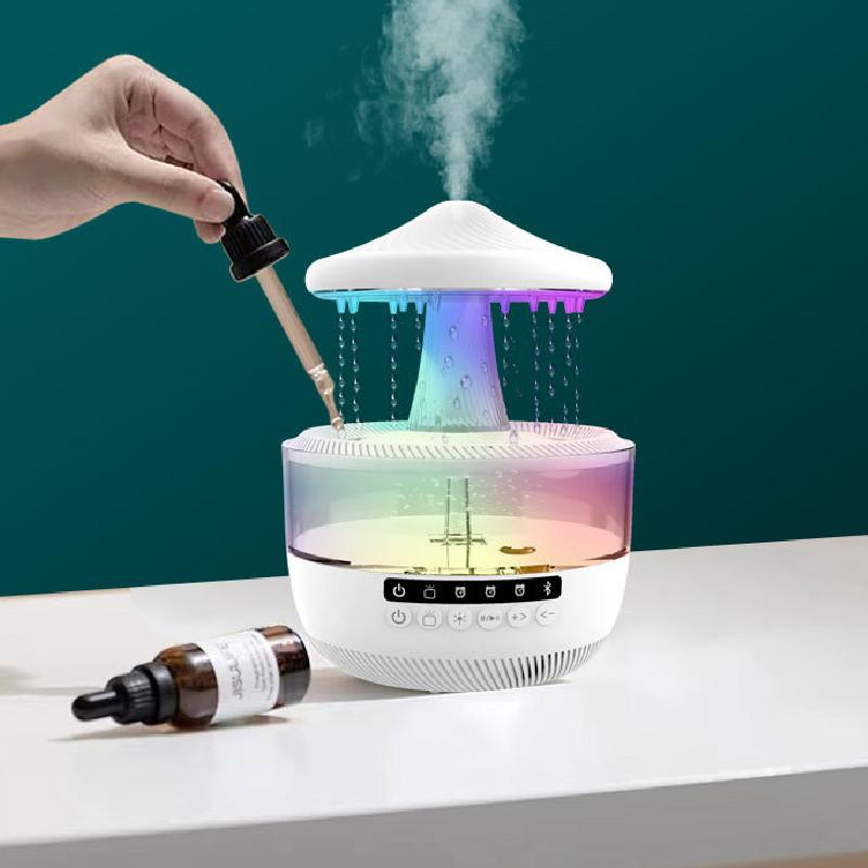 Cloud Rain Droplets Ultrasonic Humidifier With Bluetooth Speaker For Bedroom Relaxation
