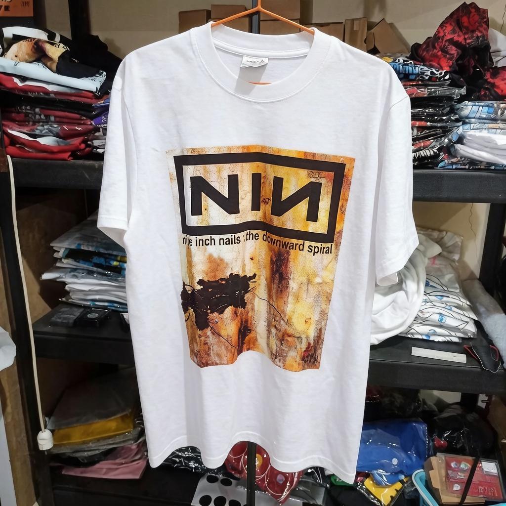NIN Nine Inch Nails Downward Spiral Vtg Black Unisex Tshirt Reprint Unisex Unisex Women Summer Casual Crew Neck Cotton Tee XL