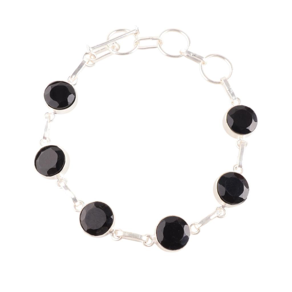Black Onyx Gemstone 925 Solid Silver Jewelry Handmade Bracelet Anniversary Gift RB-14-17