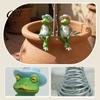 Creative Gifts for Gardeners Frog Garden Statue, Spring Base Resin Figurine, Weatherproof Handmade Gift Ideas Figurine Fence Balcony Patio Lawn