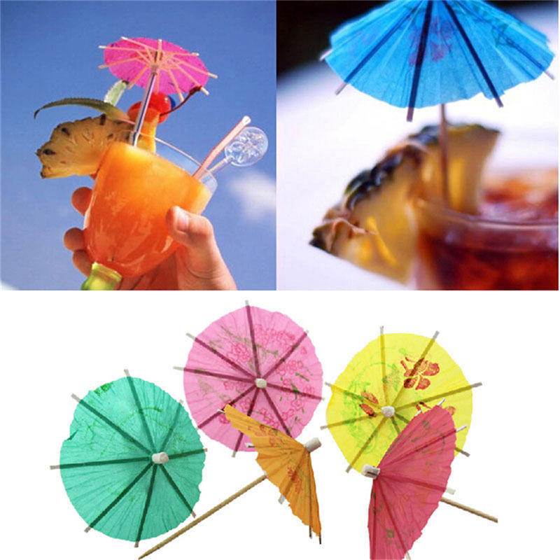 40Pcs Paper Cocktail Parasols Umbrellas Party Wedding Supplies Luau Drink Stick