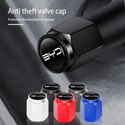 5Pcs Anti-Theft Aluminum Alloy Car Tire Valve Stem Caps for BYD Shark 6 ATTO 3 Han Tang Song Plus Auto Exterior Accessories