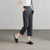 Half elastic waist double pleated commuting casual pants for women in 2026 summer, thin, fashionable and versatile, Haren cropped pants