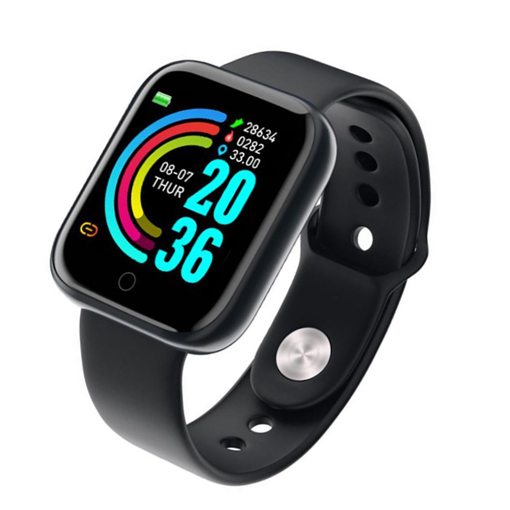 Y68 Smartwatch Heart Rate Monitor Fitness Activity Tracker Smartwatch for Sleep Monitoring Remote Photo Taking Black