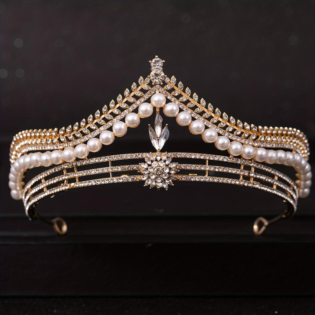 Goldfarbene Luxus-Kristall-Hochzeitstiara und Kronen Party Strass Abschlussball Braut Diadem Krone Tiara für Damen Braut Haarschmuck