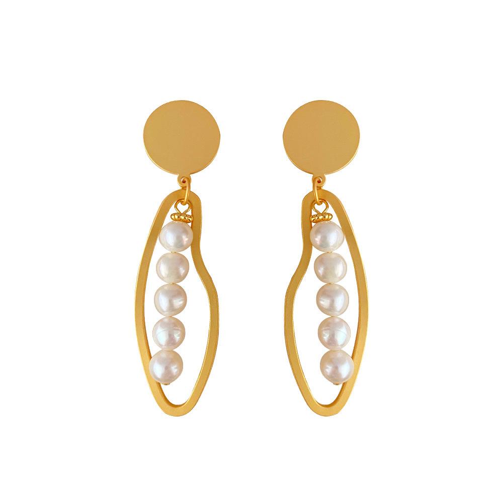 French Retro Matte Freshwater Pearl Earrings with 925 Silver Needles
