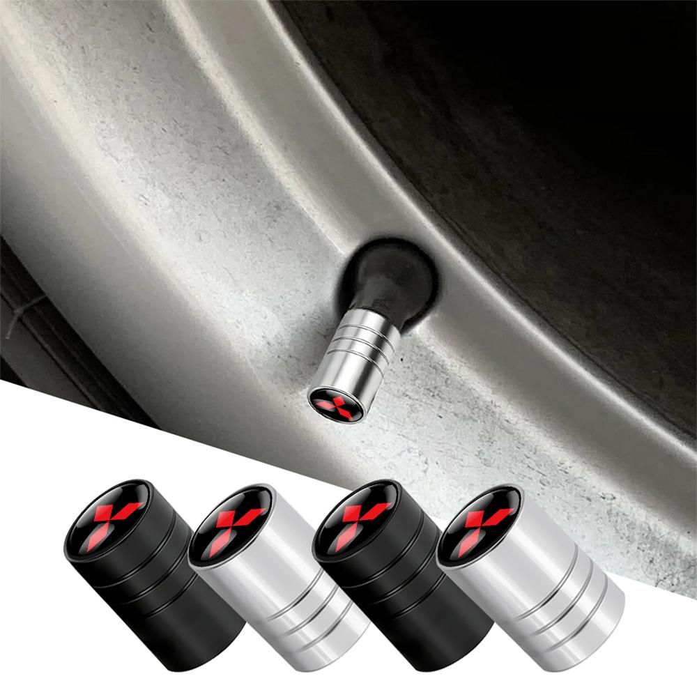 cxjvah1 4Pcs Car Wheel Tire Stem Air Valve Cap Accessories For Mitsubishi 9 Ralliart X EX ASX L200 Colt Outlander Pajero Lancer Eclipse