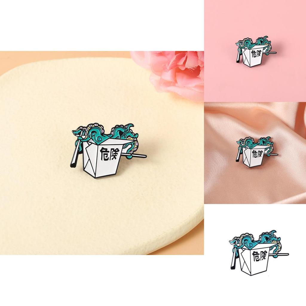 Ring Blue Eyecatching Octopus Brooch Metal Enamel Badge Perfect For Wear Casual