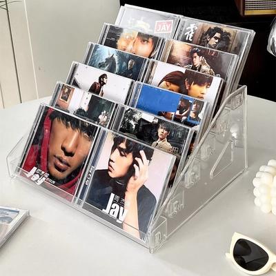 Vitrine pour CD Présentoir de Disques Acrylique pour la Maison Boîte de Rangement pour Albums CD Rangement Étagère de Rangement pour Magazines CD d'Artistes Célèbres
