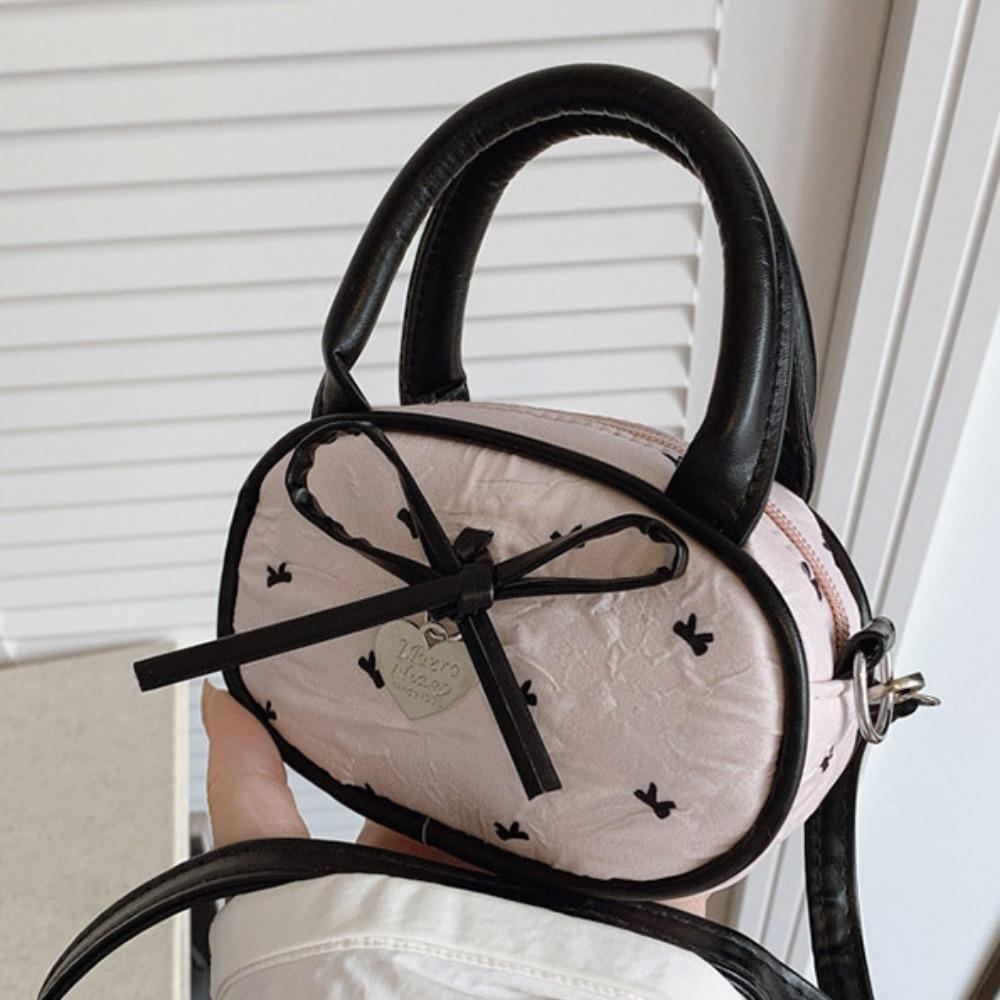 Street Style Bow Polka Dot Crossbody Bag Love Pendant Vintage Handbag  Women &Men
