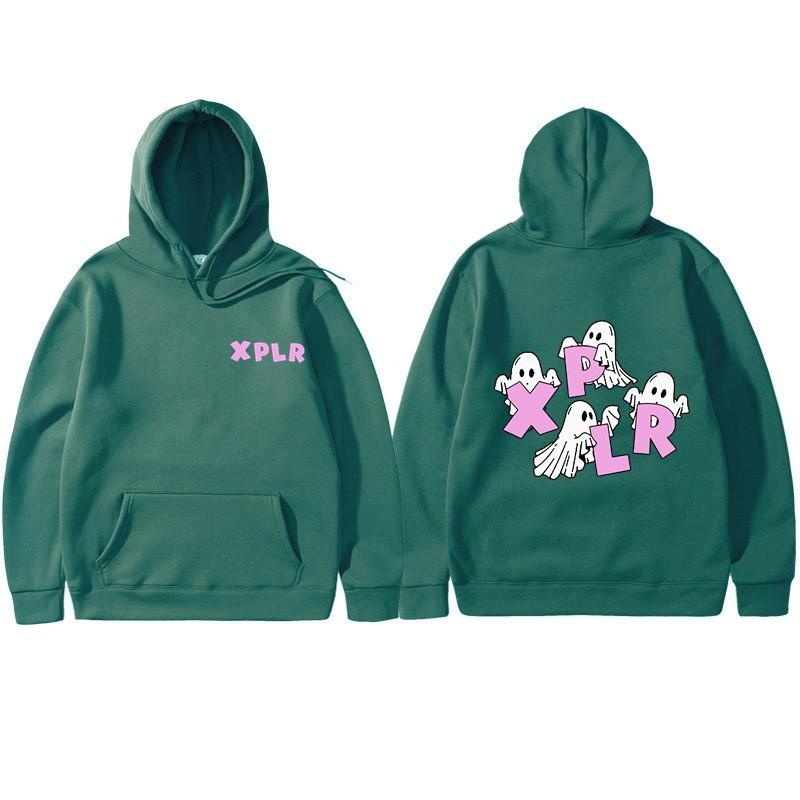Sam and Colby Xplr Ghost Print Hoodie Men Women Retro Long