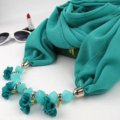 Bufanda Anillo de Gasa Estampada para Mujer Hijabs Multiestilo Joyería Collar Colgante de Flor Bufanda Accesorios de Vestir para Dama Venta al por Mayor