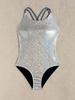 Women's Sexy Slimming One-Piece Swimsuit, Black Lace-Up Design, Conceals Belly, Large Bust, Hot Spring Style.