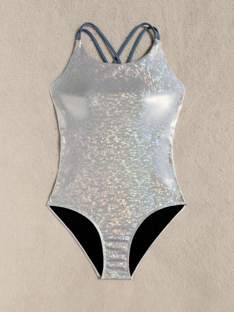 Women's Sexy Slimming One-Piece Swimsuit, Black Lace-Up Design, Conceals Belly, Large Bust, Hot Spring Style.