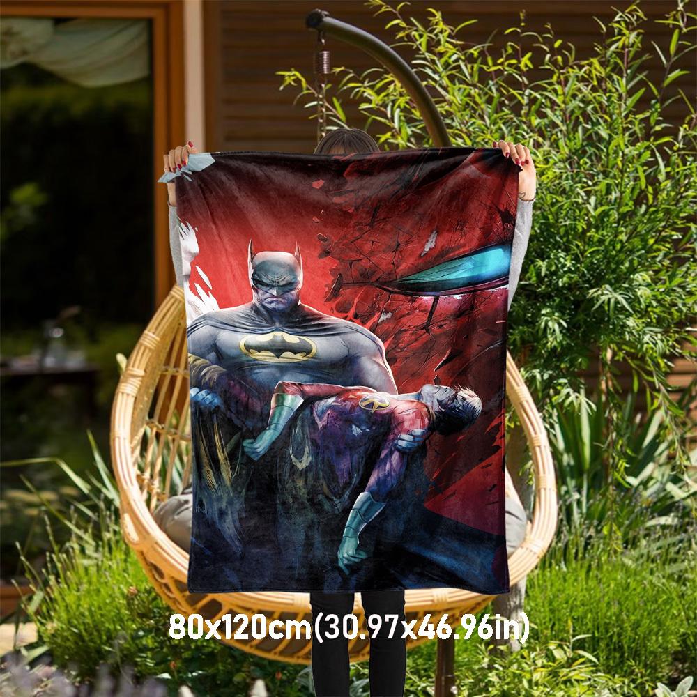 

1pc Batman superhero rescue Outdoor Blanket - Throw Blanket, Soft , Flannel Blankets, Living Room, Travel, Camping-1102072 80x120cm