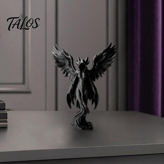 Desktop Atmosphere Decoration Dark Angel Winged Figurine, 3D Printed Gothic Statue for Desk Shelf God Decor, Intricate Redemption Theme Sculpture,