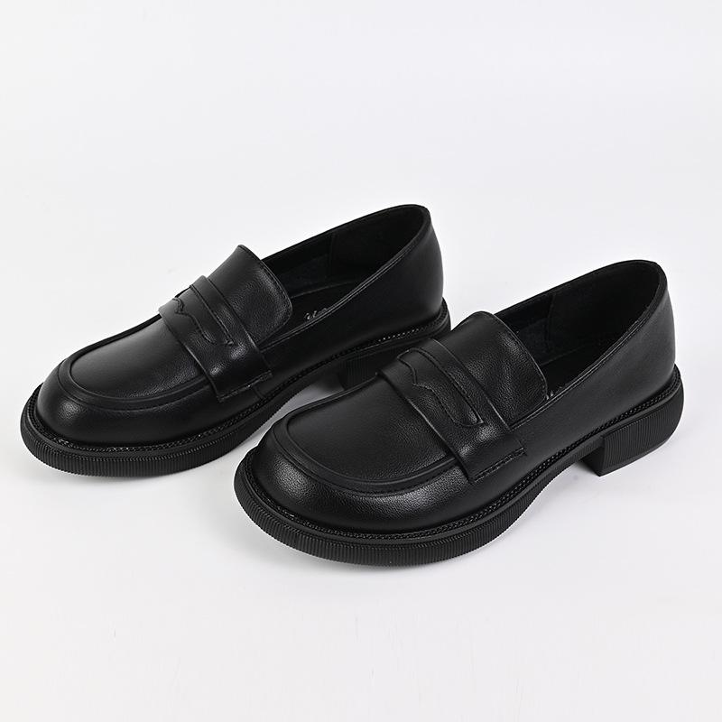 Spring 2024 New British Style Loafers with Thick Sole and Soft Slip-On, All-Match Women's Shoes.