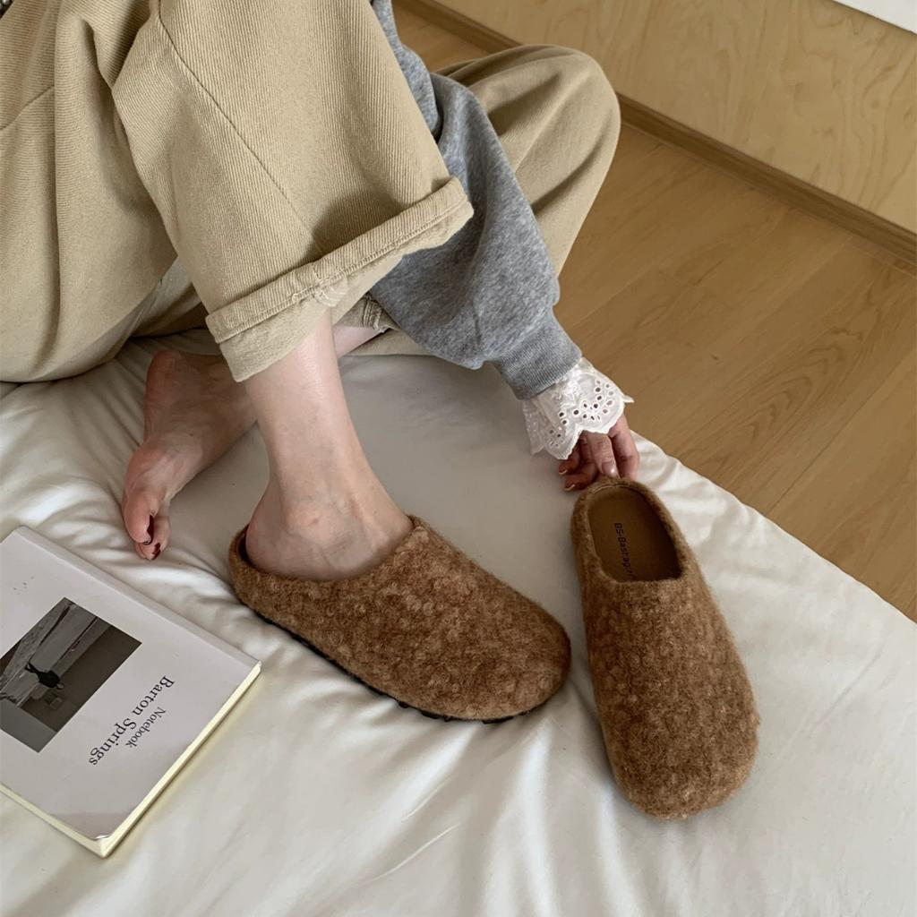 Thick-soled Half-slippers, Women's Height Increases In Spring and Autumn, Small People Wear Lazy People with Pants, Bag Head Suede Boken Shoes