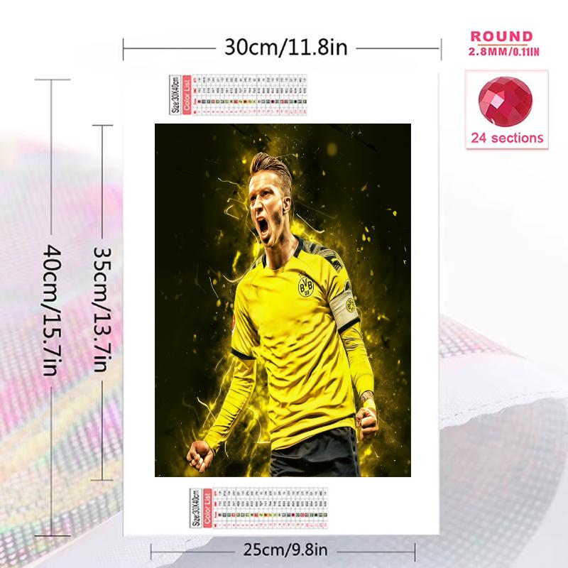 Marco Reus Pattern 3pcs 100% Round Full Drill 5D DIY Diamond Painting Embroidery Cross Stitch Rhinestone Décor
