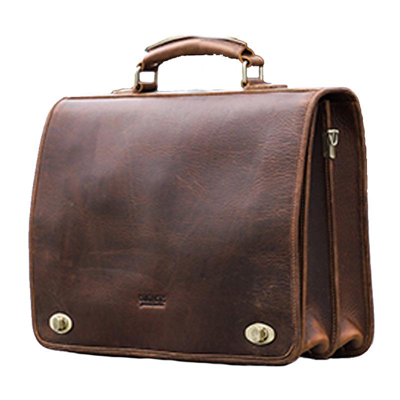 Black Angel Genuine Leather Men's 14-inch Laptop Business Briefcase