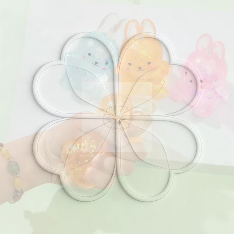 1/4Pcs Colorful Rabbit  Toy Soft Tpr Slow Rising Sequins Maltose Squeeze Fidget Stress Relief Toy For Adults