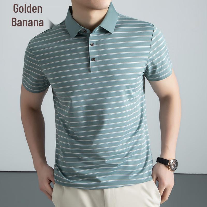 Men s Striped Casual Business Polo Shirt 48
