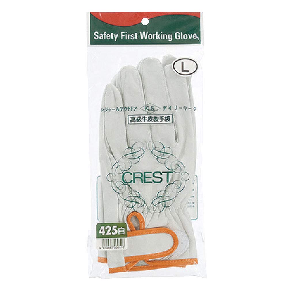 

Otafuku Gloves Leather Gloves Crest Wrist Large [Cow Velcro] #425 White, белый