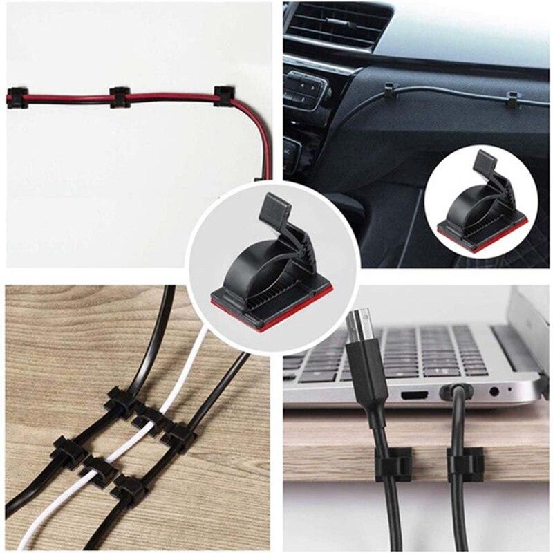 20 Pcs Cable Clips Self Adhesive Cord Management Black Wire Holder Organizer Clamp Self-adhesive Car Wire Clip Accessories